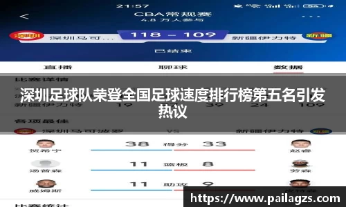 深圳足球队荣登全国足球速度排行榜第五名引发热议